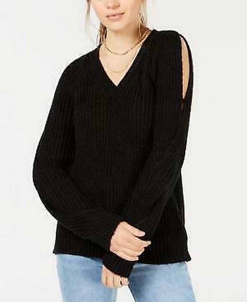 Crave Fame Juniors V-Neck Twisted Long-Sleeve Sweater, Large