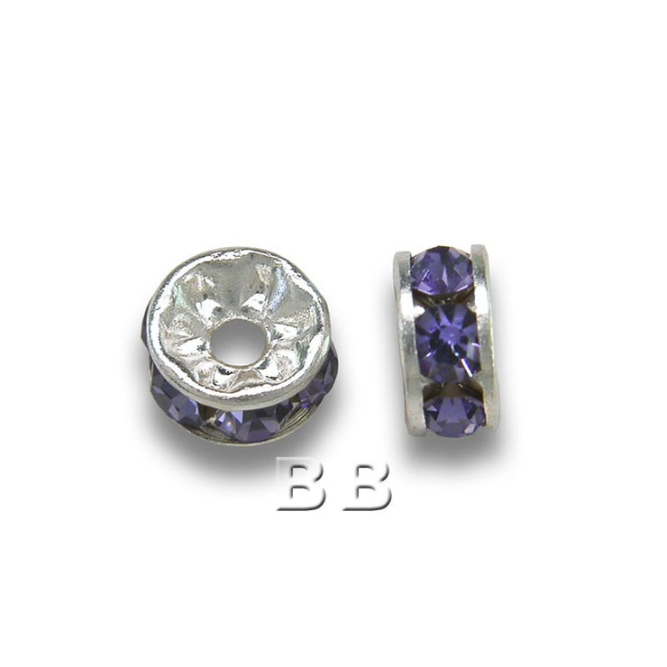 Preciosa 48-Piece Rhinestone Rondelle Beads, 4.5mm, Tanzanite