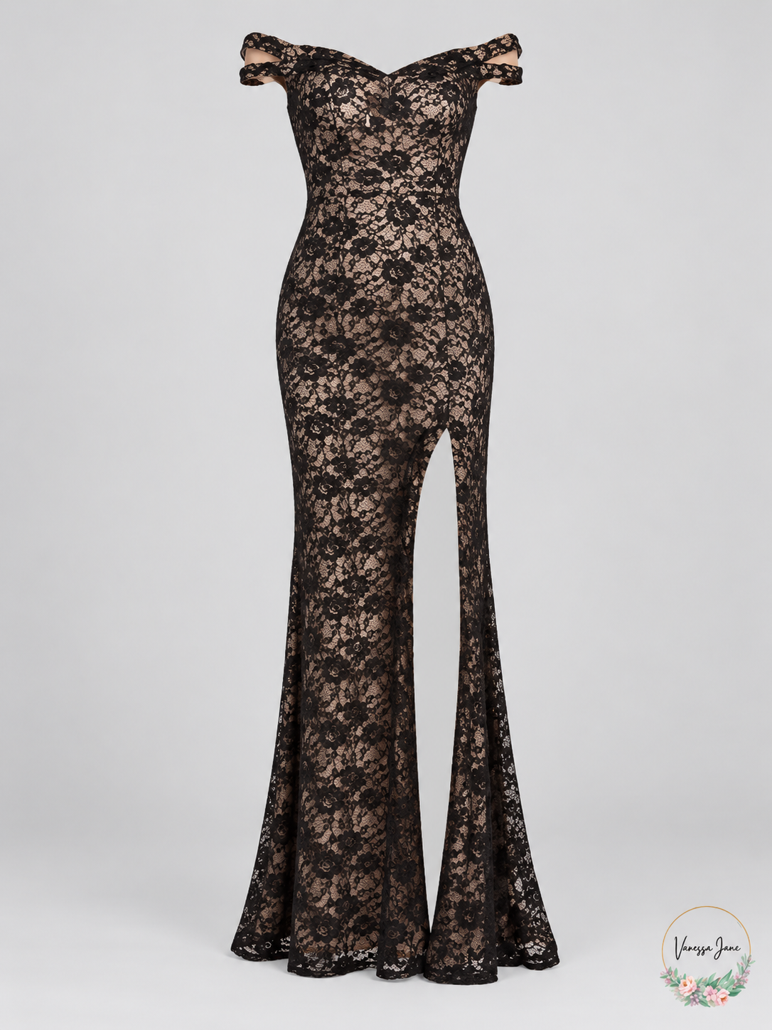 Black lace gown product view