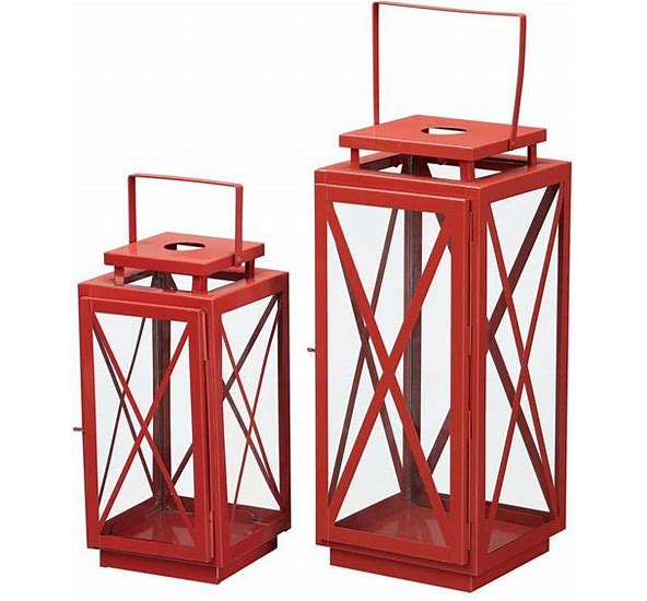 Home Decorators Collection Chili Red Metal Candle Lantern (Set of 2)