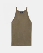Theory Cropped Halter Tank in Ribbed Knit