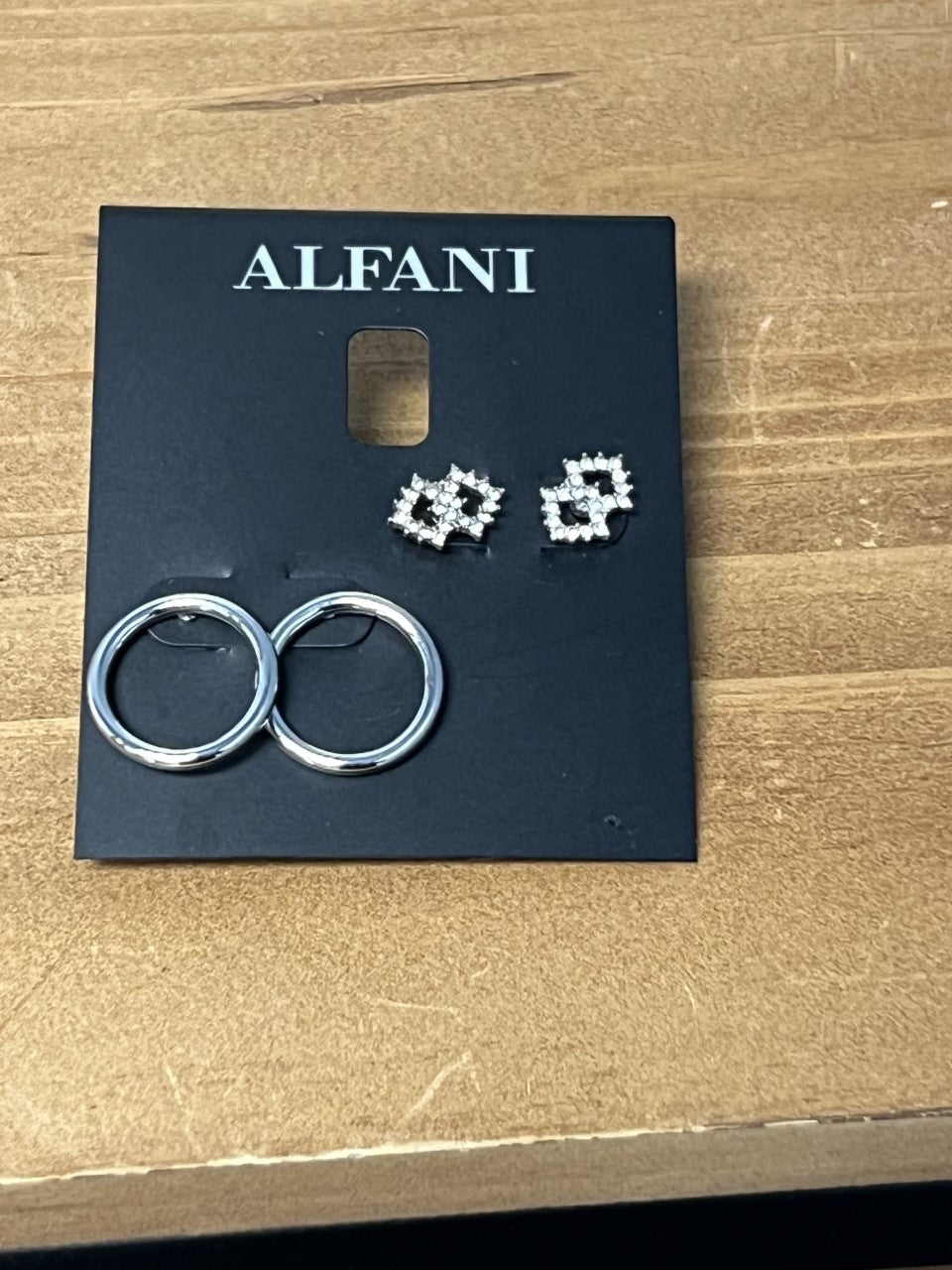 Alfani 2-Pc. Set Pave Bar & Open Circle Drop Earrings