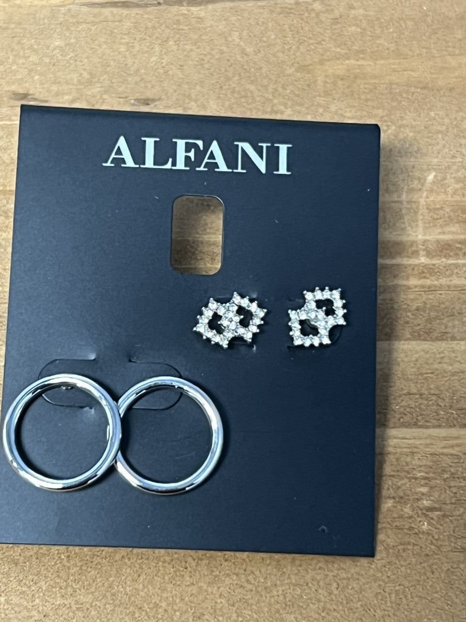 Alfani 2-Pc. Set Pave Bar & Open Circle Drop Earrings