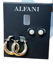 Alfani Gold-Tone 2-Pc. Stud and Pave Hoop Earrings