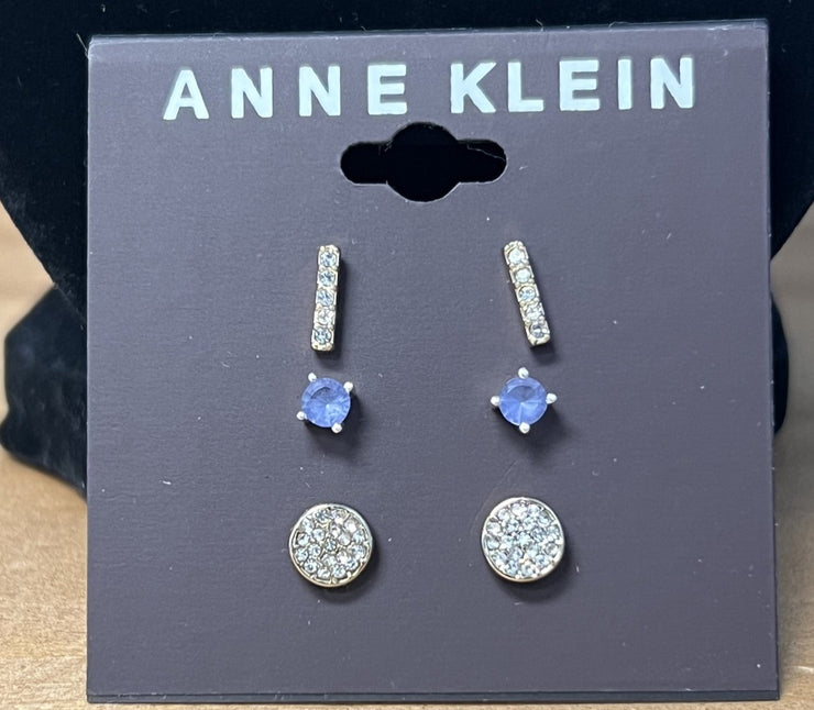 Anne Klein Gold-Tone 3-Pc. Set Pave Stud Earrings