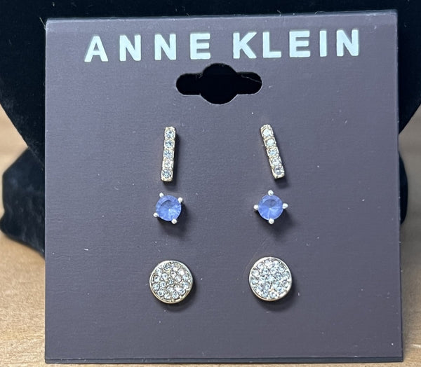 Anne Klein Gold-Tone 3-Pc. Set Pave Stud Earrings