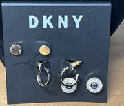 Dkny Gold-Tone 3-Pc. Set Button & Hoop Earrings