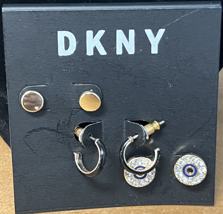 Dkny Gold-Tone 3-Pc. Set Button & Hoop Earrings
