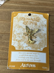 Vintage Angel On My Shoulder Gold-Tone Lapel Pin