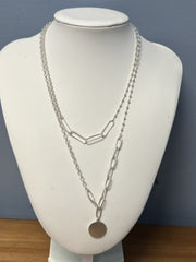 Lucky Brand Necklace Layered Silver Tone
