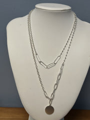 Lucky Brand Necklace Layered Silver Tone