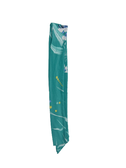 Narrow Aqua Green Floral Sash Belt, 66x2