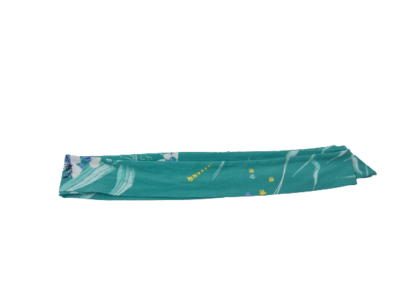 Narrow Aqua Green Floral Sash Belt, 66x2