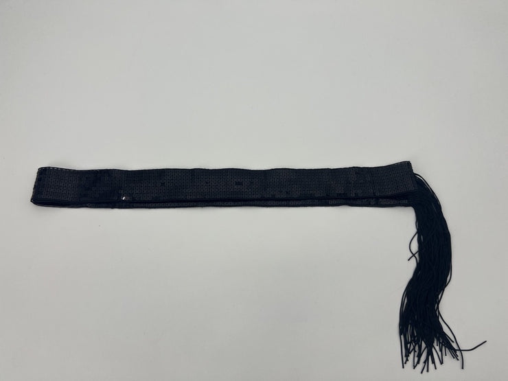 Black Sequin Tassel Tie Belt, 70 X 1.5 inches