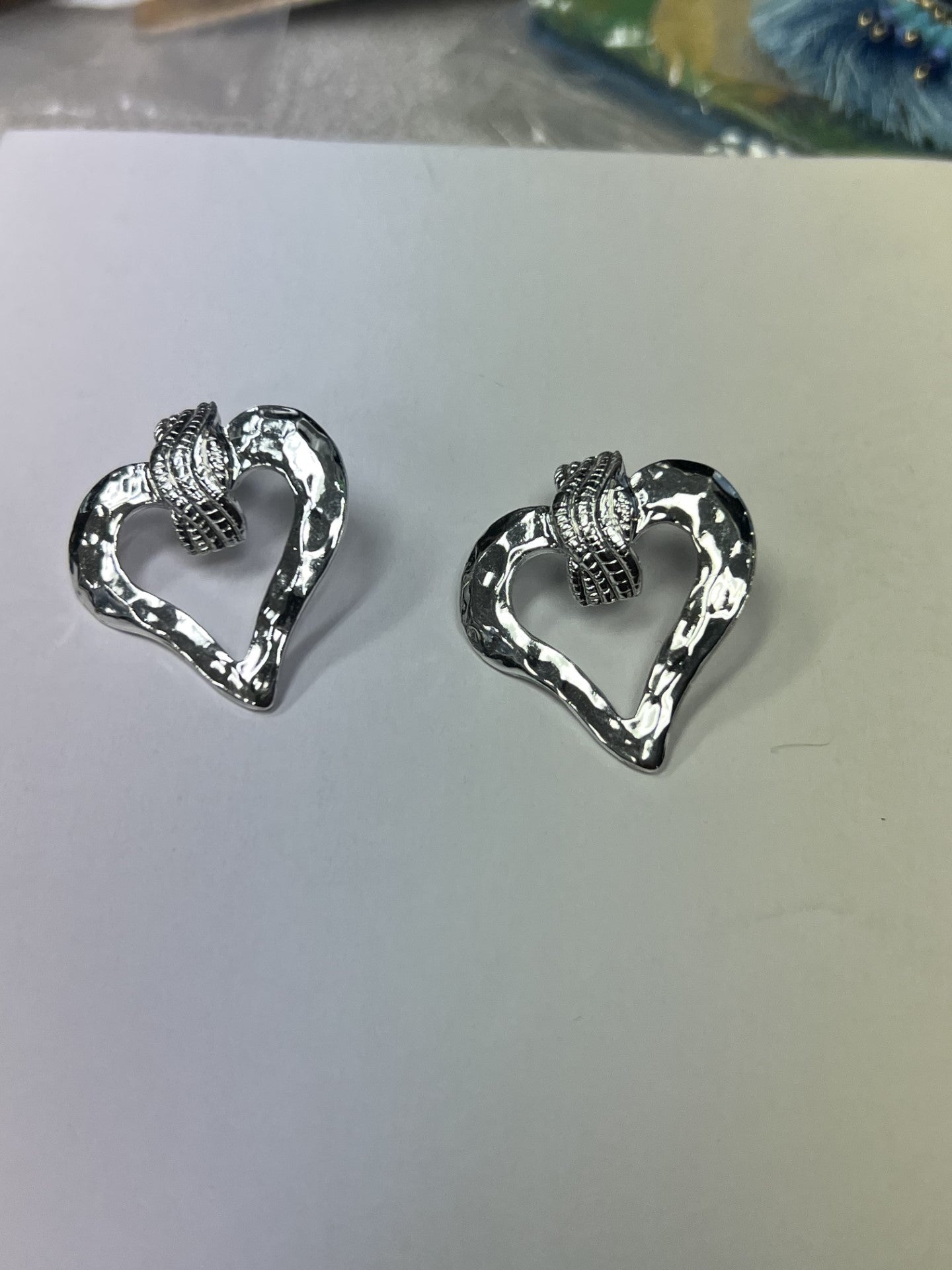 Vintage Silver Plated Heart Earrings