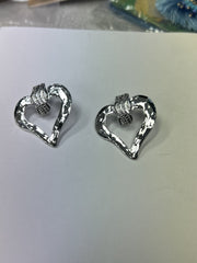 Vintage Silver Plated Heart Earrings