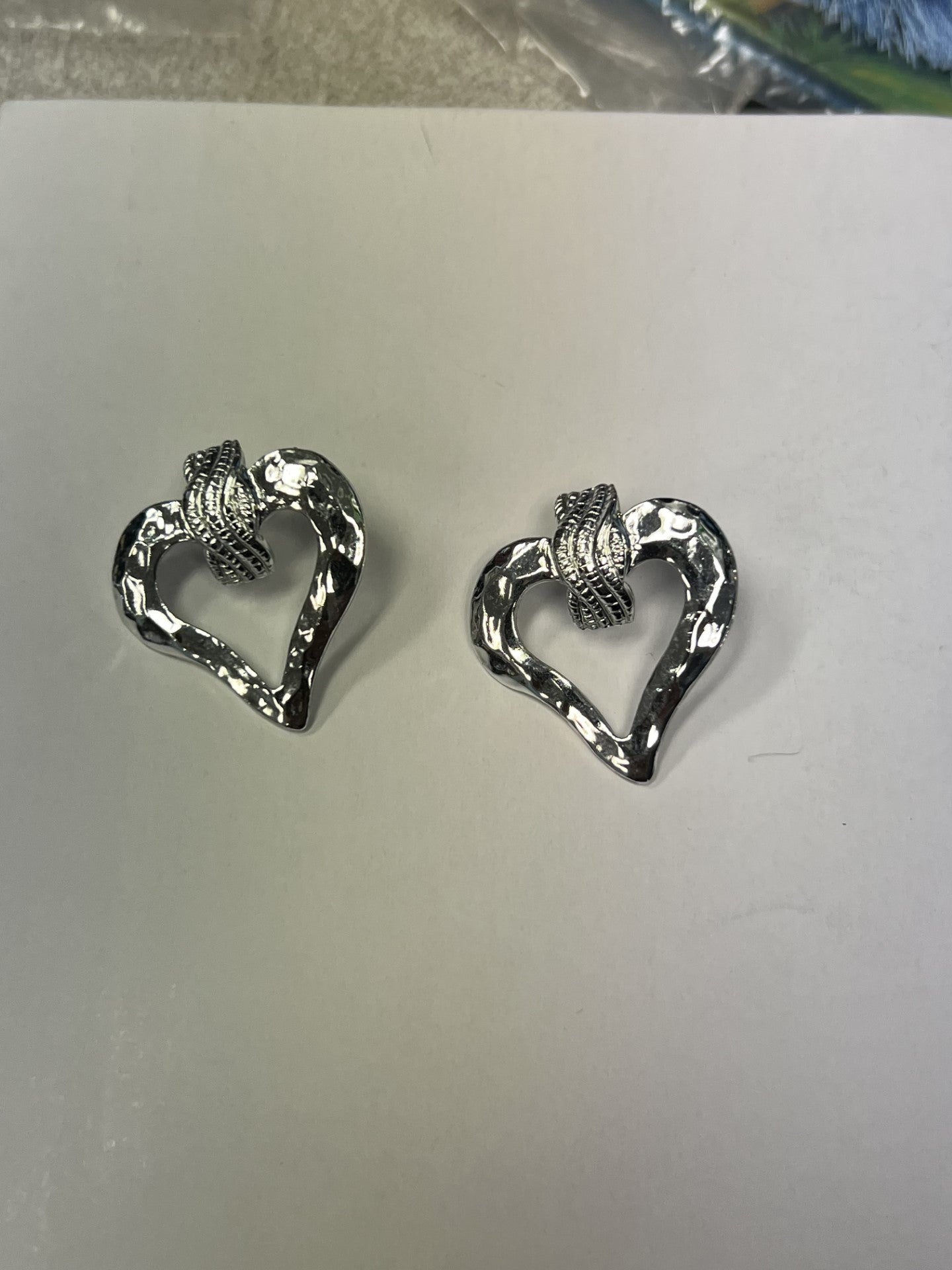 Vintage Silver Plated Heart Earrings