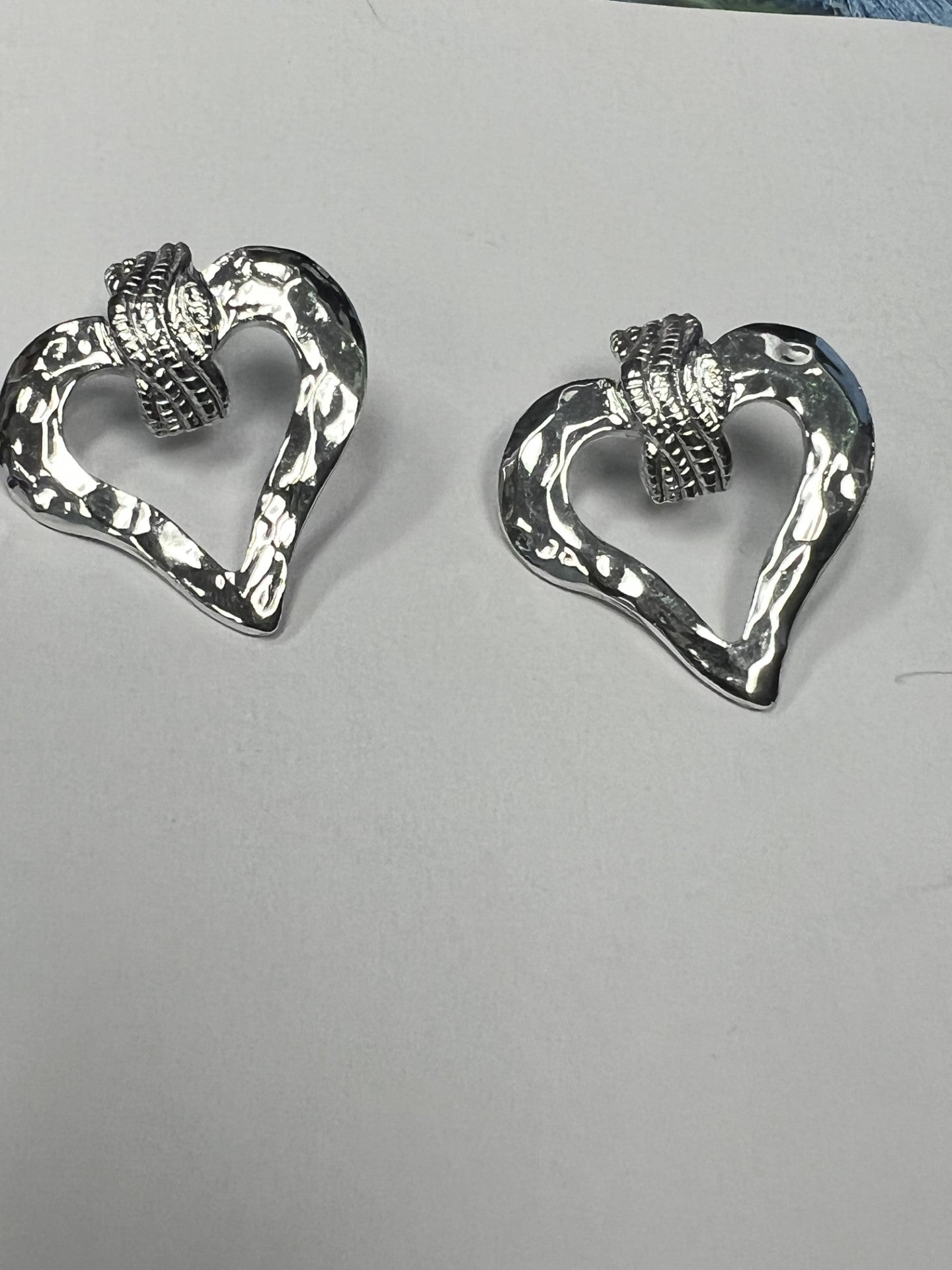 Vintage Silver Plated Heart Earrings