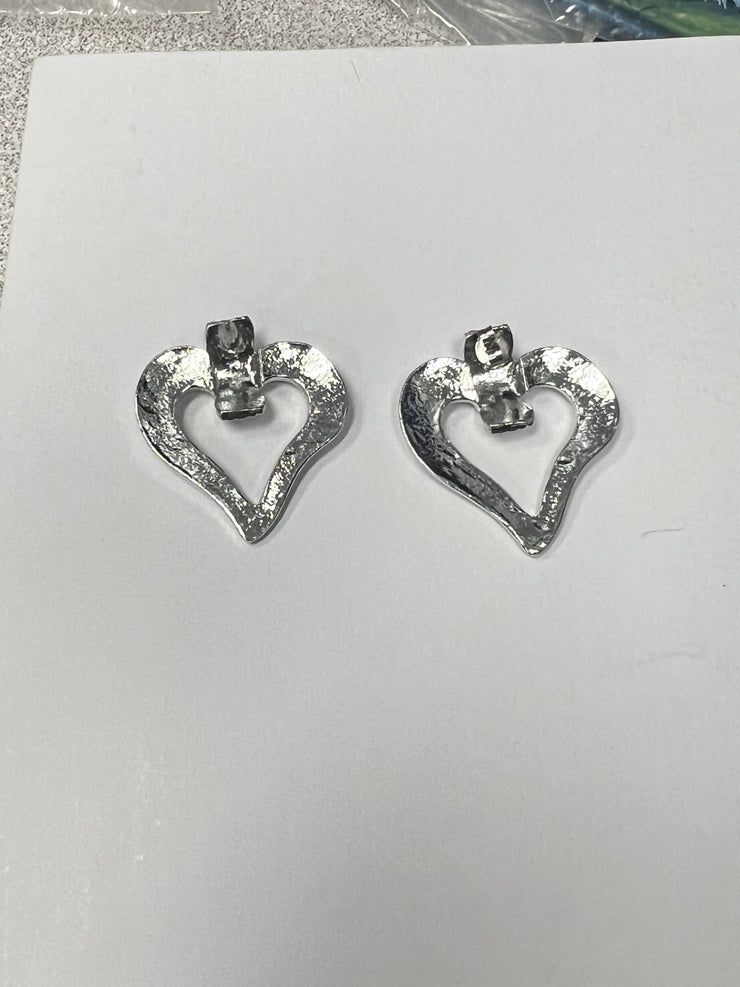 Vintage Silver Plated Heart Earrings