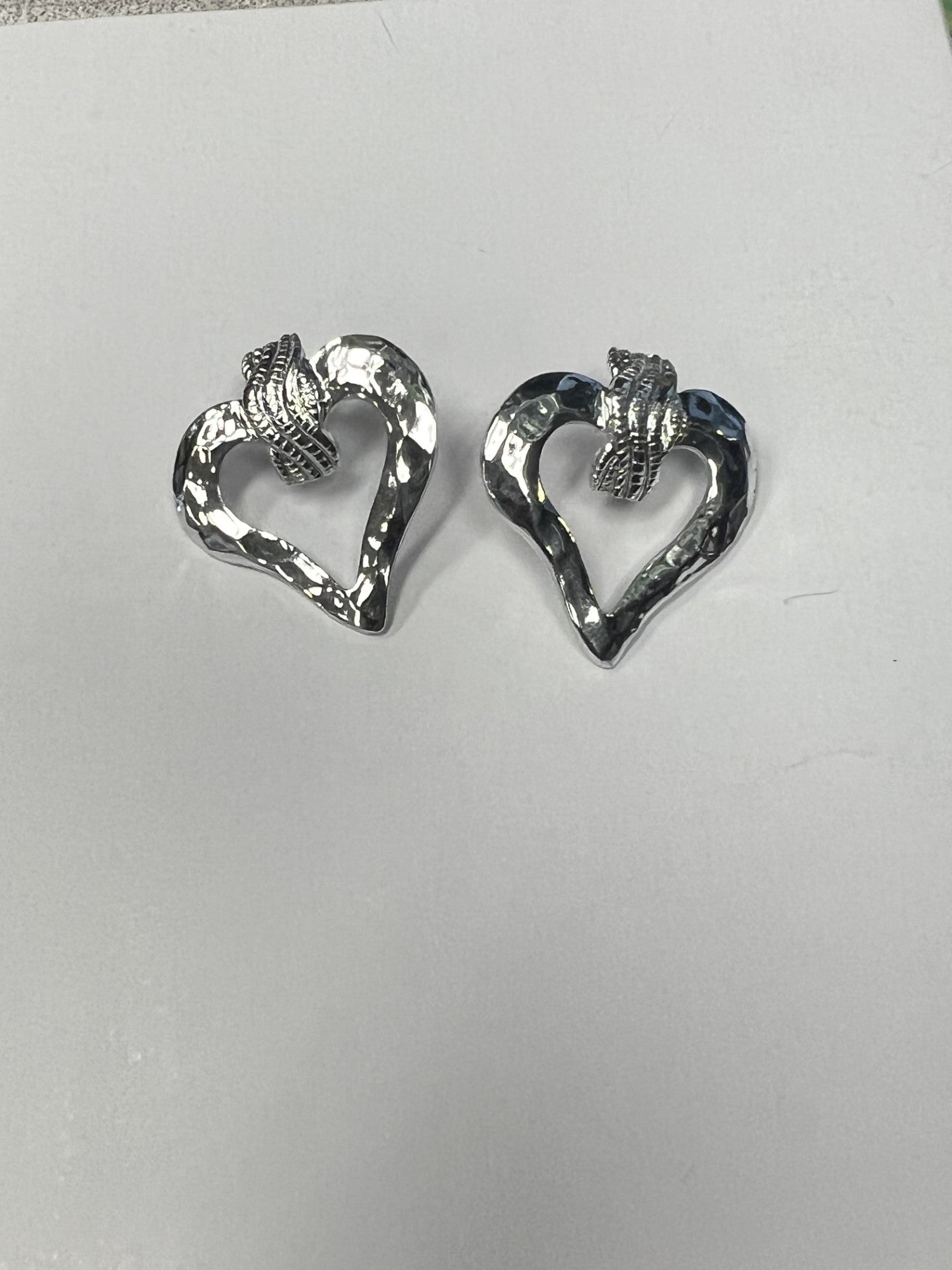 Vintage Silver Plated Heart Earrings