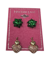 Holiday Lane Gold-Tone 2-Pc. Set Pave Stud and Drop Earrings