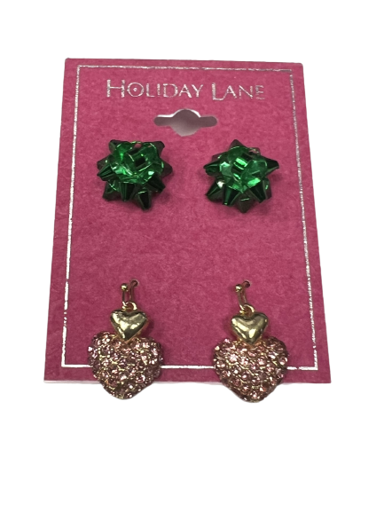 Holiday Lane Gold-Tone 2-Pc. Set Pave Stud and Drop Earrings
