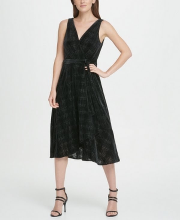 Dkny Womens Black Printed Evening Fit Flare Dress, Size 8 – Vanessa Jane