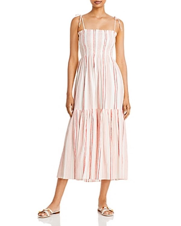 Joie Womens Jailene Striped Smocked Maxi Dress - Pink Multicolor