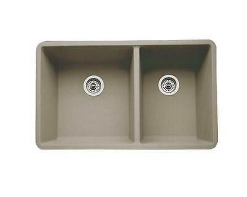 BLANCO Precis Silgranit 60/40 Double Bowl Undermount Kitchen Sink -Truffle