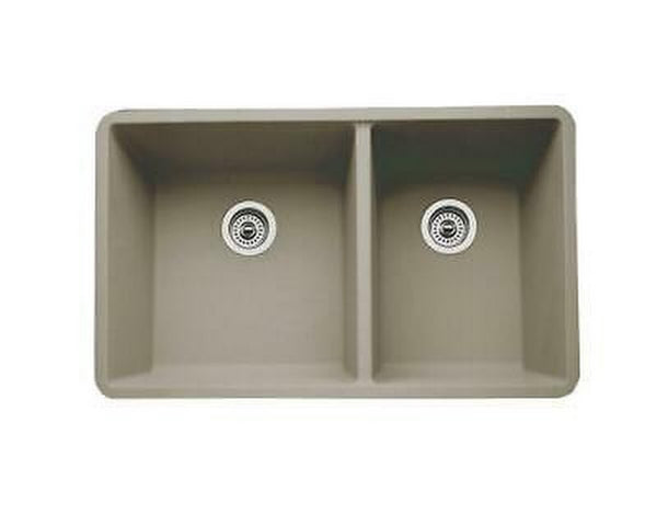 BLANCO Precis Silgranit 60/40 Double Bowl Undermount Kitchen Sink -Truffle