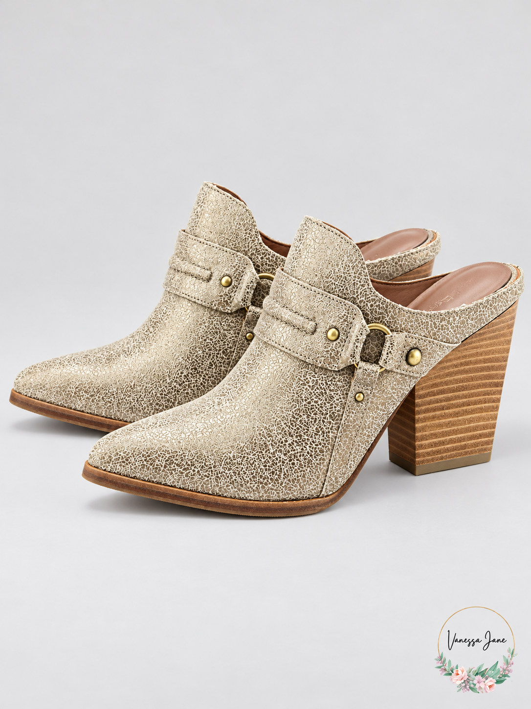 Donald J Pliner Vero 2-RM Bronze Metallic Leather Mules Size 7 — bronze stock