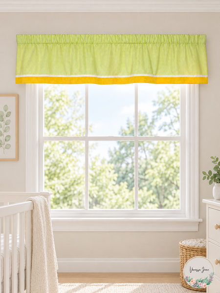 Carter's Green Stripe Yellow Border Window Valance 60 x 14 Inches — green-yellow lifestyle