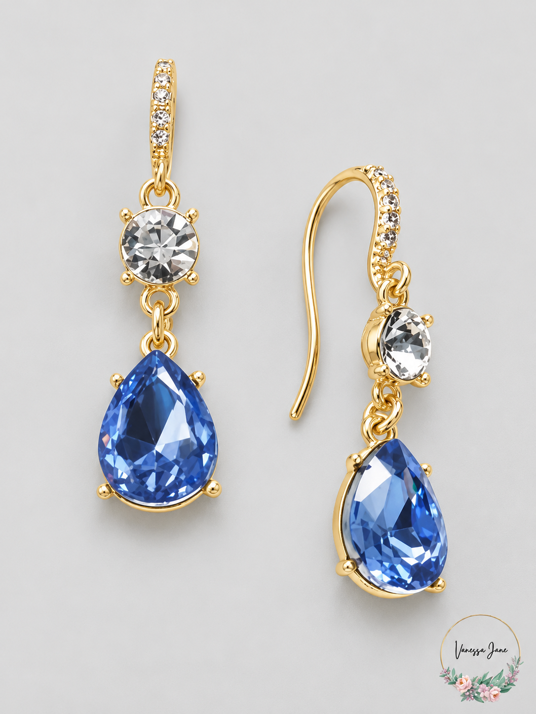 Vanessa Jane Charter Club Crystal and Stone Drop Earrings blue stock 20261019b