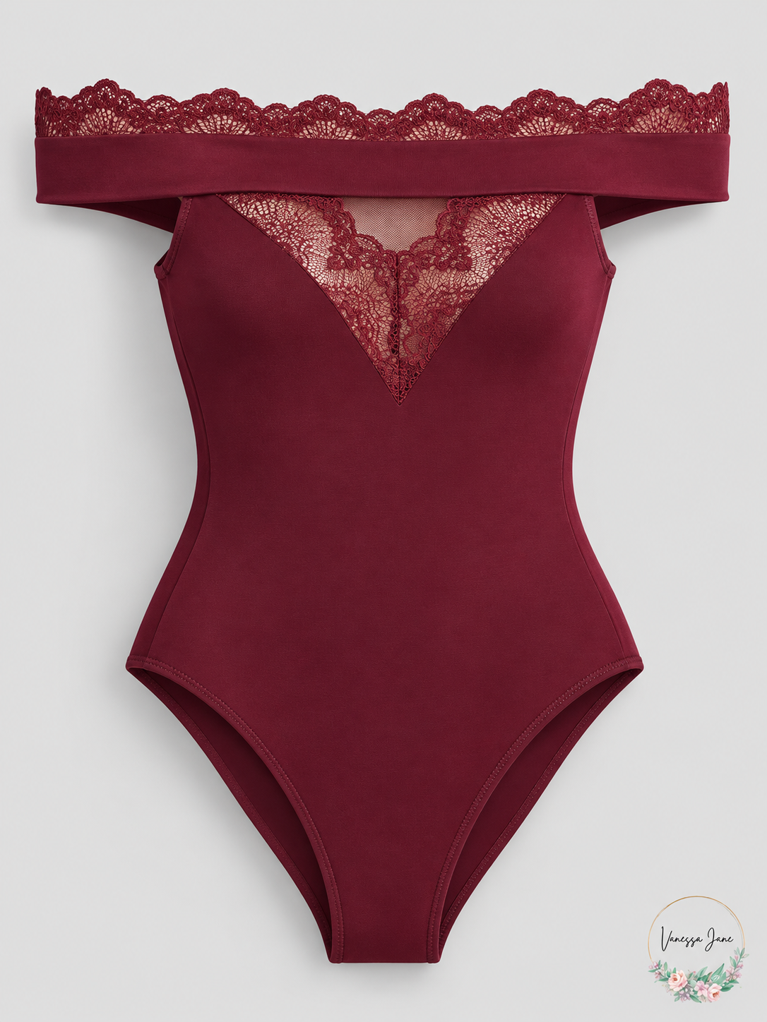 Vanessa Jane Thistle And Spire clarendon off-the-shoulder bodysuit, size Small cherry stock 20261019b