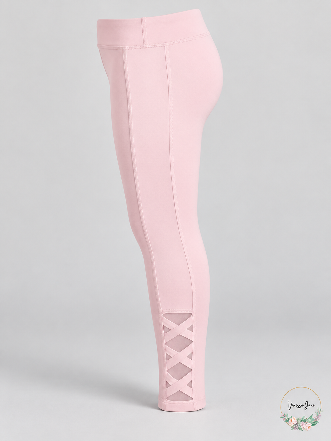Ideology Girls Caged Mesh-Trim Athletic Leggings Noir Static or Rose Shadow — rose stock
