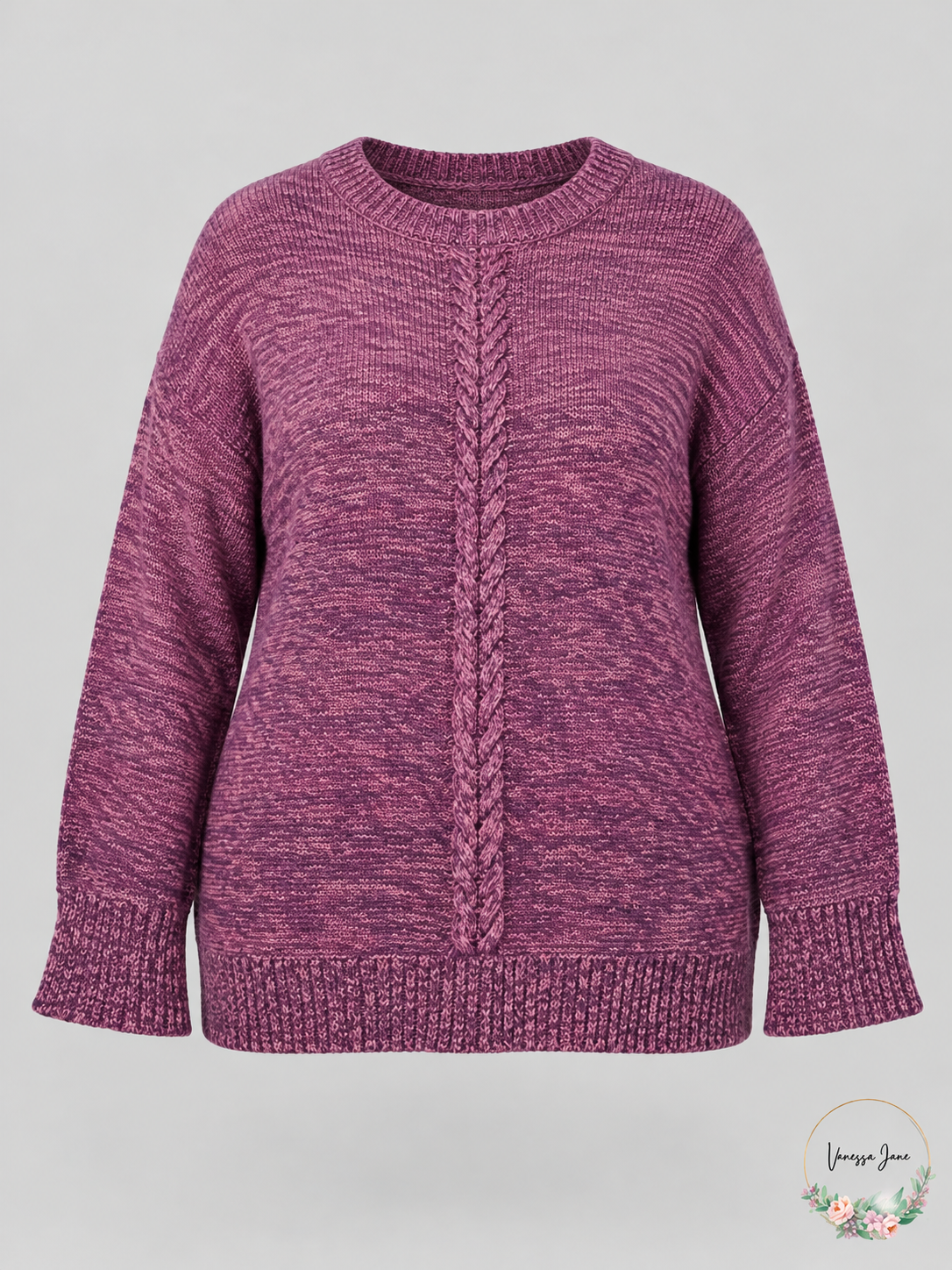 Style & Co Plus Size Dark Grape Marled Braided-Trim Sweater — grape stock