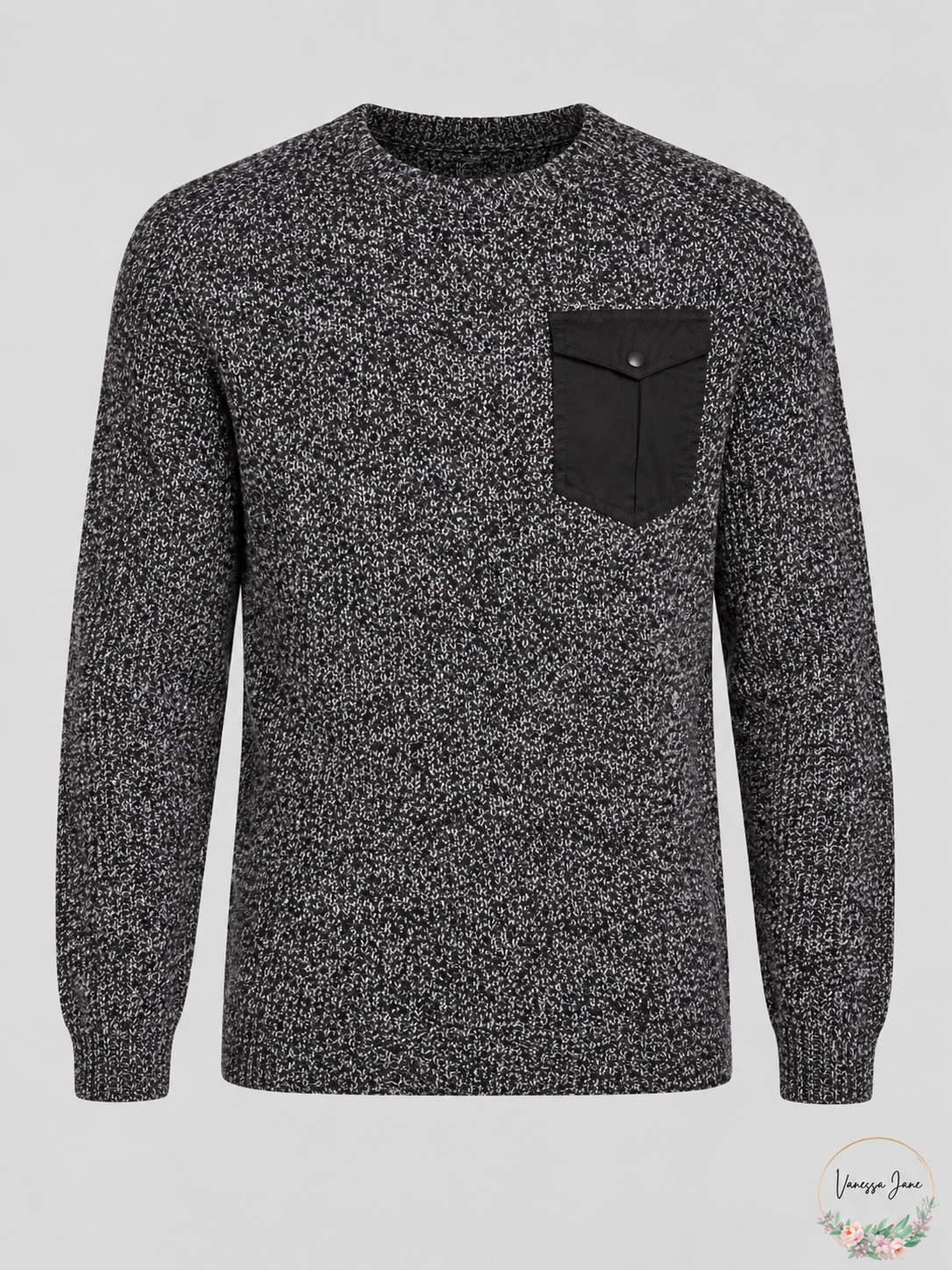 American Rag Men's Marled Raglan Pocket Sweater — black stock