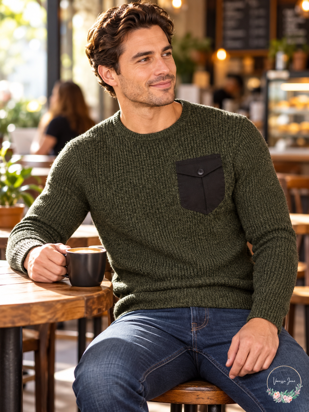 American Rag Men's Marled Raglan Pocket Sweater — forest lifestyle