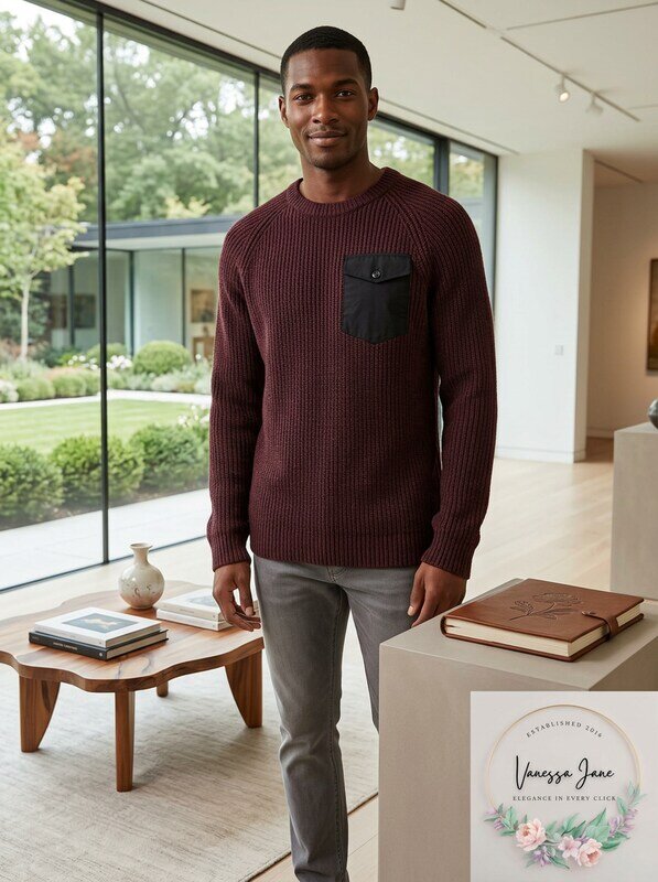 American Rag Men's Marled Raglan Pocket Sweater — scarlet lifestyle