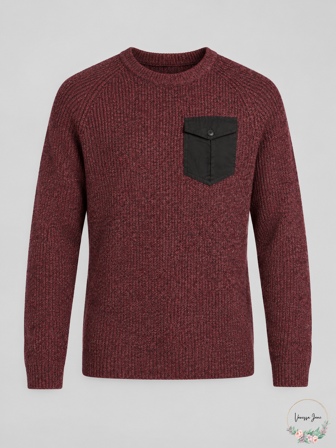 American Rag Men's Marled Raglan Pocket Sweater — scarlet stock