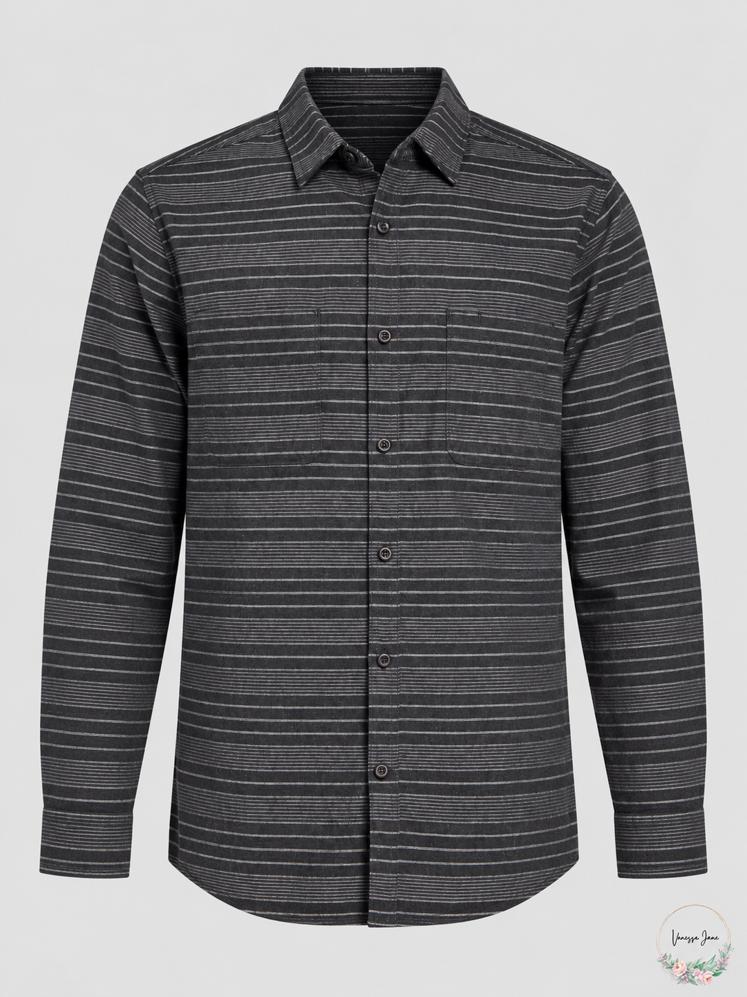 Hurley Men's Armstrong Stretch Striped Long-Sleeve Button-Front Shirt — black stock
