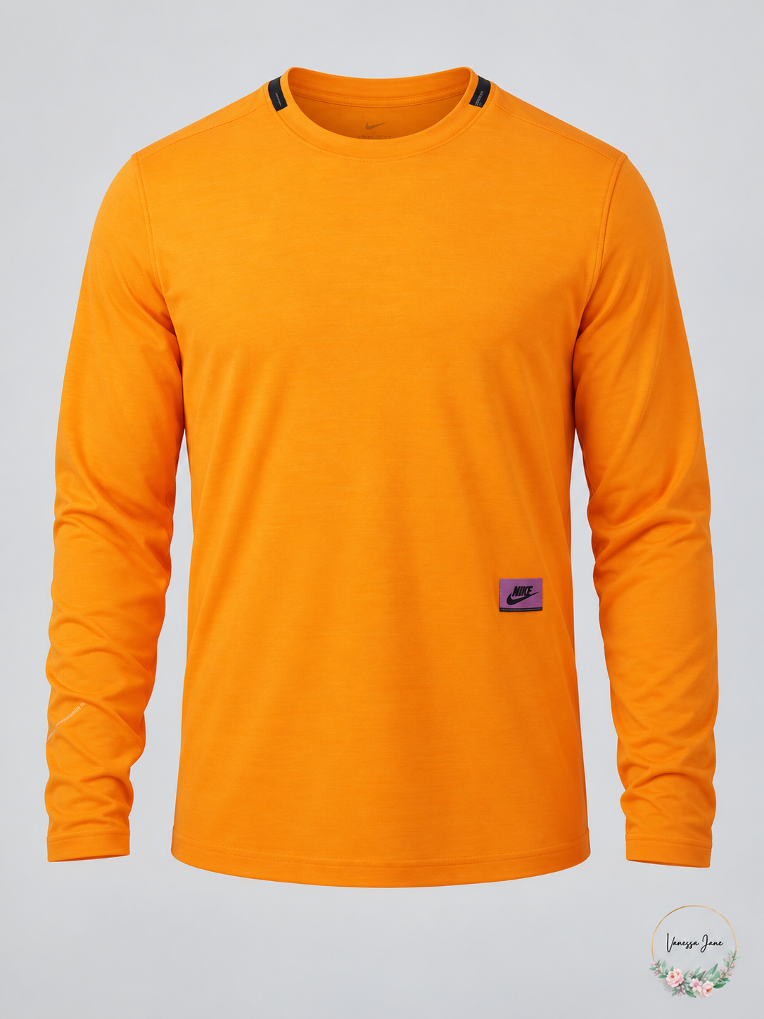 Nike Men's Dri-FIT Long-Sleeve Training Top - Orange Black — stock