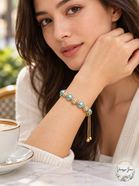 Charter Club Aqua Imitation Pearl & Gold-Tone Pave Slider Bracelet — aqua lifestyle