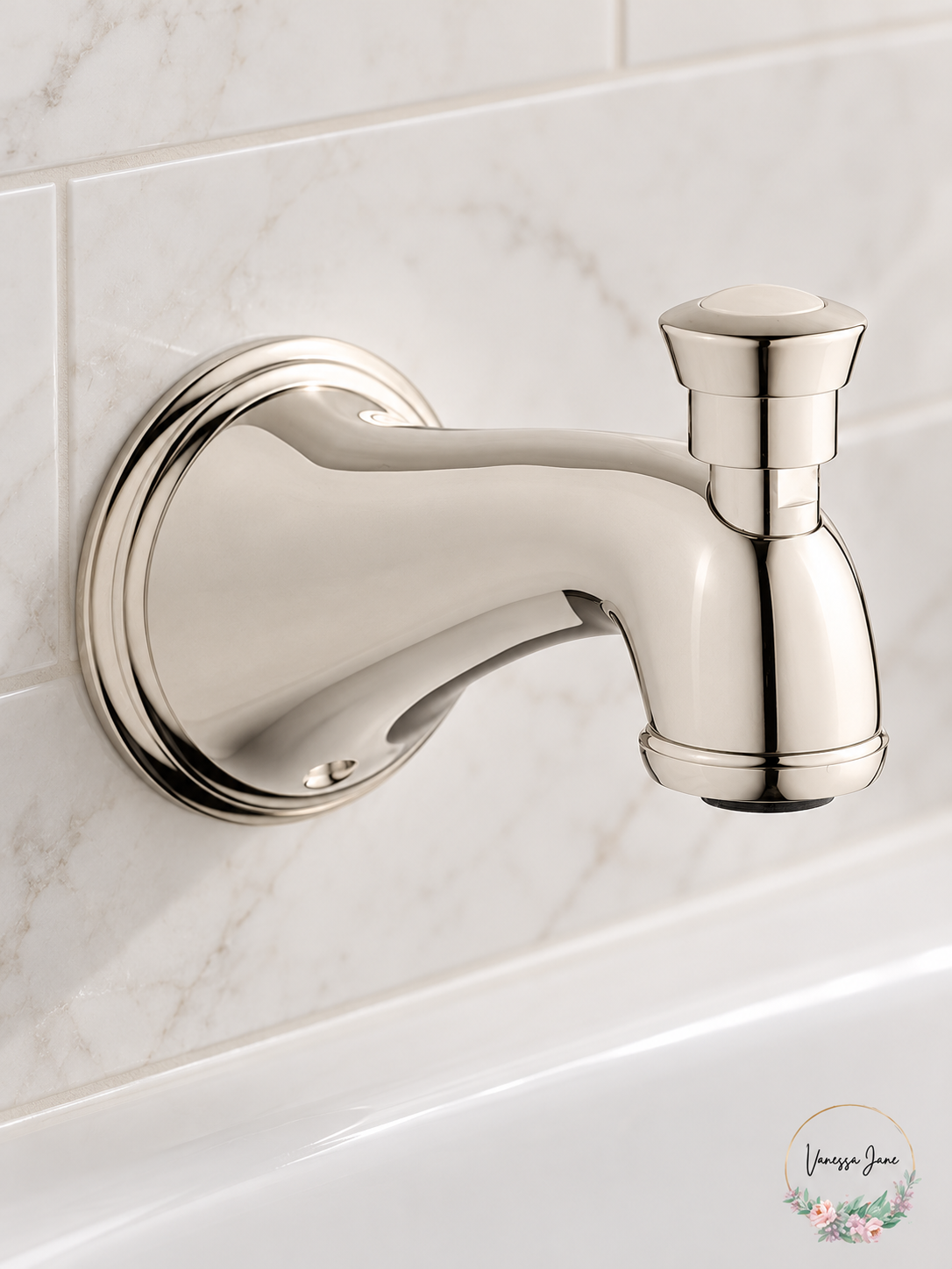 GROHE Geneva 13610BE0 Polished Nickel Diverter Tub Spout — nickel lifestyle