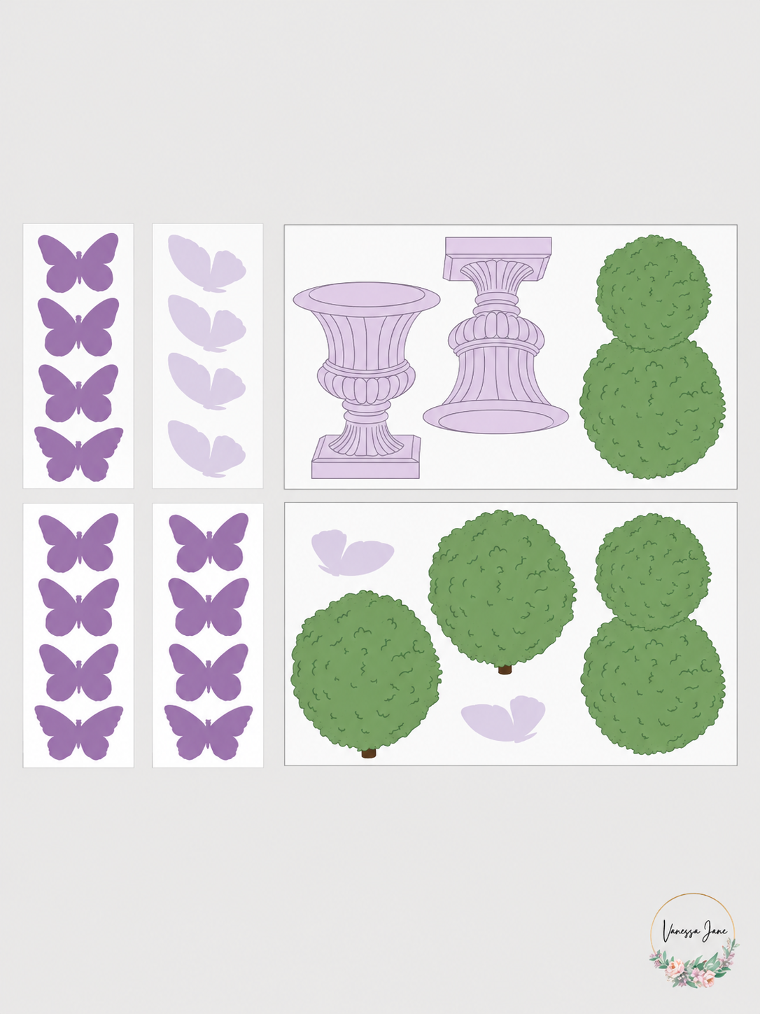 WallPops Petit Tresor Papillon Butterfly and Topiary Wall Decals — papillon stock