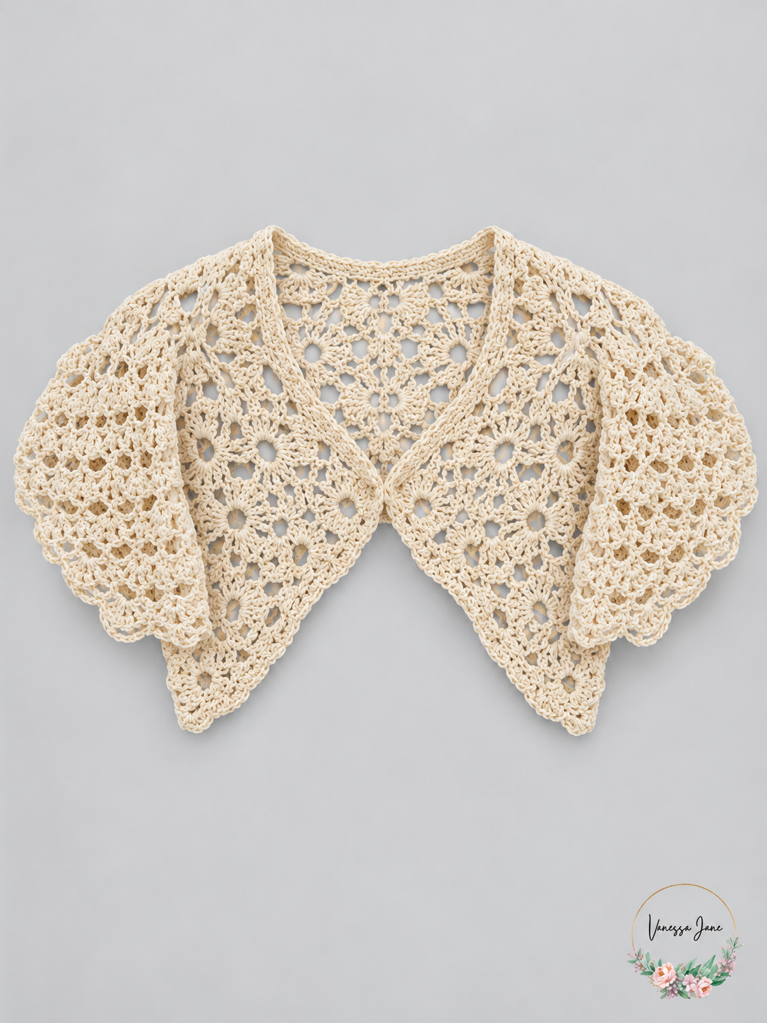 A and K Crafts Handmade Beige Crochet Toddler Shrug Size 4T — stock