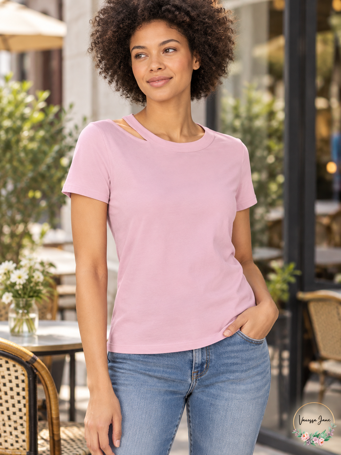 Bar III Women's Day and Night Cutout T-Shirt XL Pink — lifestyle photograph