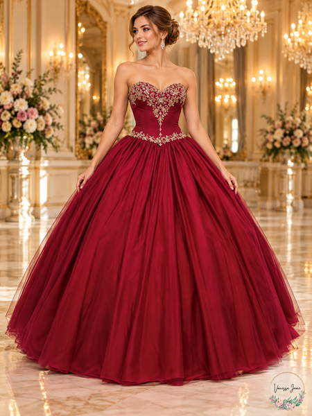 Dancing Queen Burgundy Strapless Embellished Ball Gown Large — burgundy lifestyle