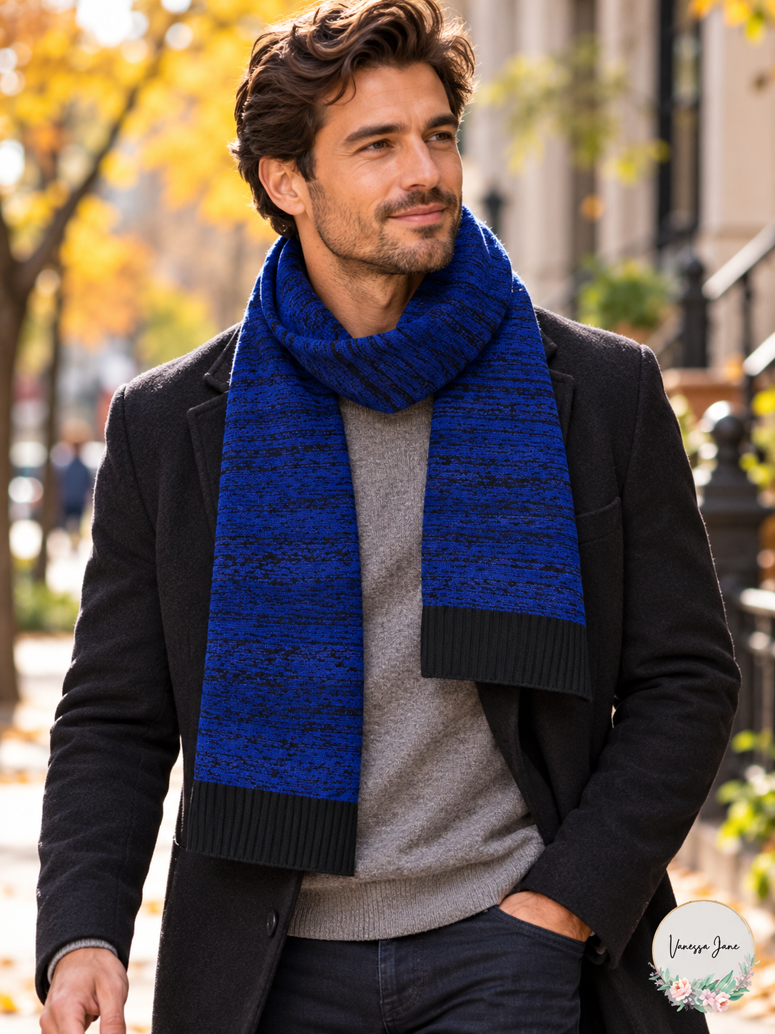 Alfani Men's Space-Dyed Knit Scarf - Bright Plum or Cobalt — cobalt lifestyle