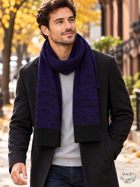 Alfani Men's Space-Dyed Knit Scarf - Bright Plum or Cobalt — plum lifestyle